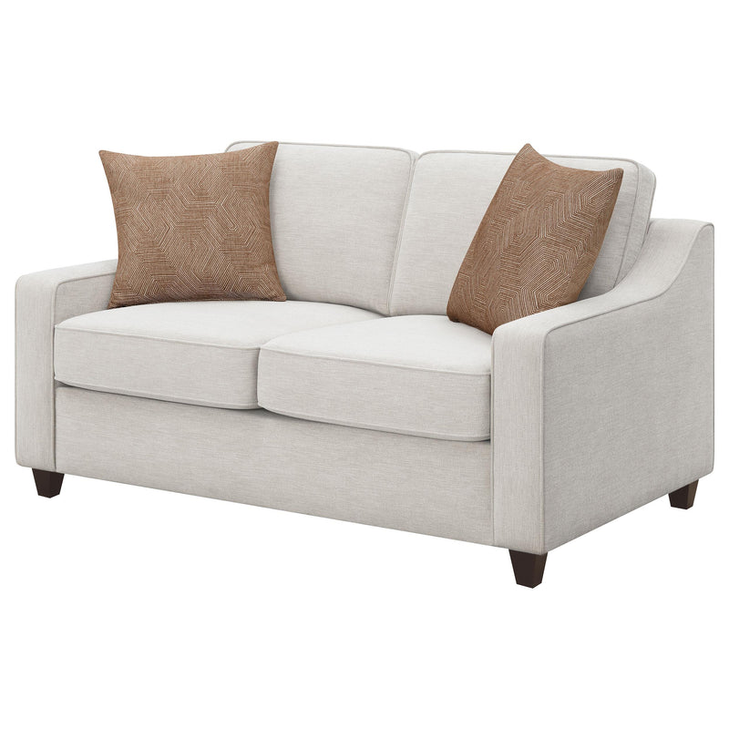  Coaster Furniture Christine 552062 Upholstered Sloped Arm Loveseat - Beige IMAGE 3