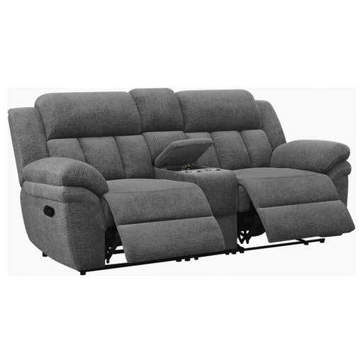  Coaster Furniture Bahrain 609542 Upholstered Motion Loveseat - Charcoal IMAGE 2