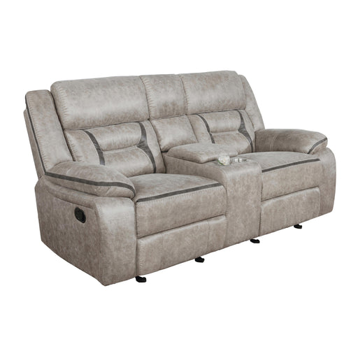  Coaster Furniture Greer 651352 Upholstered Motion Reclining Loveseat - Taupe IMAGE 1