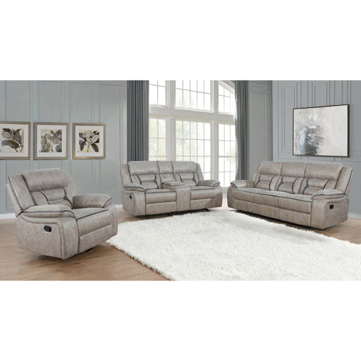  Coaster Furniture Greer 651352 Upholstered Motion Reclining Loveseat - Taupe IMAGE 2
