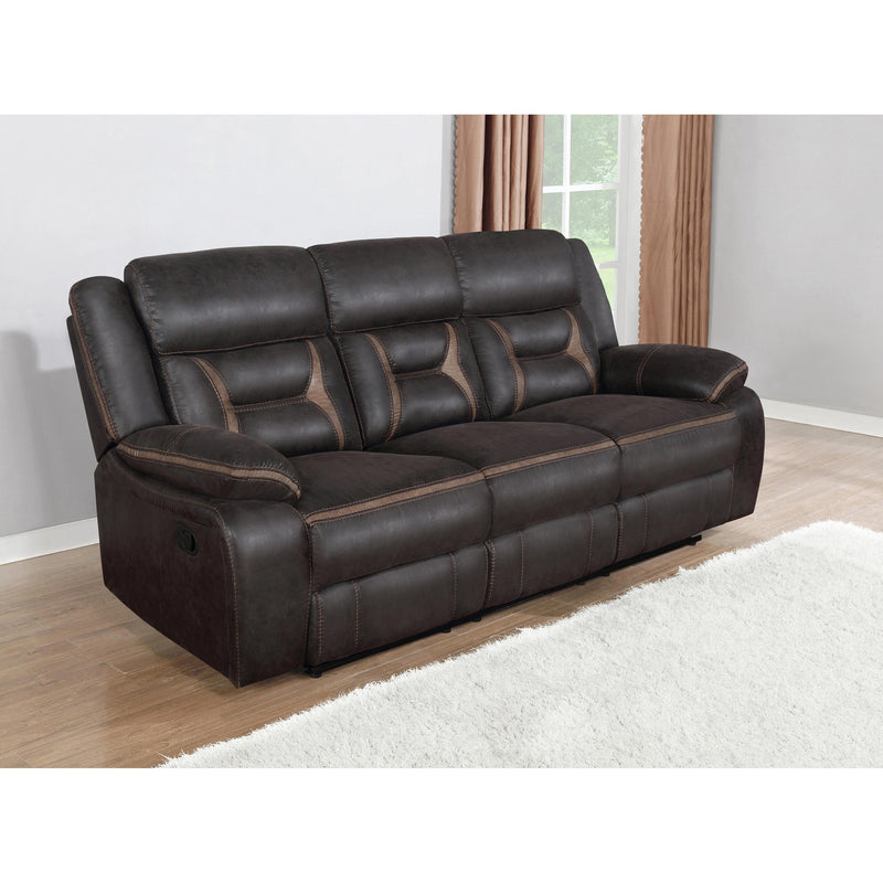  Coaster Furniture Greer 651354 Upholstered Motion Reclining Sofa - Brown IMAGE 4
