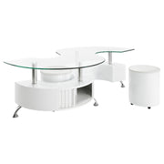  Coaster Furniture Buckley 703400 3-piece Coffee Table and Stools Set - White High Gloss IMAGE 1