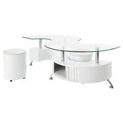  Coaster Furniture Buckley 703400 3-piece Coffee Table and Stools Set - White High Gloss IMAGE 3