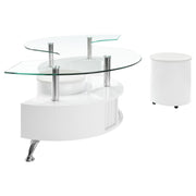  Coaster Furniture Buckley 703400 3-piece Coffee Table and Stools Set - White High Gloss IMAGE 5