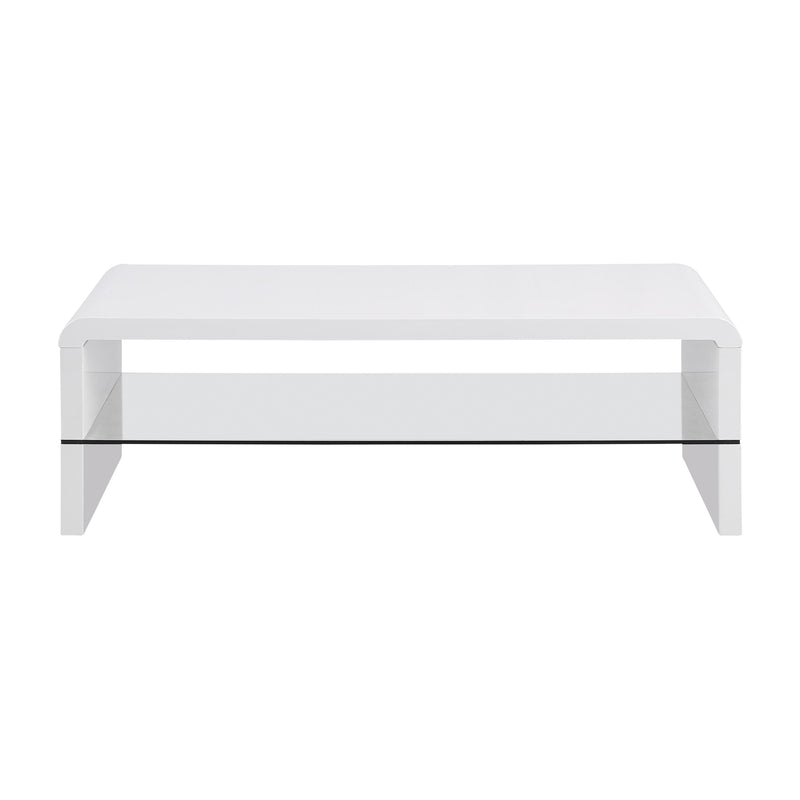 Coaster Furniture Airell 703798 Rectangular Coffee Table with Glass Shelf - White High Gloss IMAGE 3