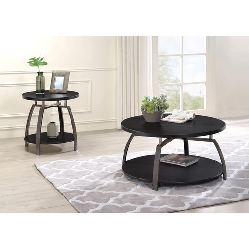  Coaster Furniture Dacre 722207 Round Engineered Wood Top Side End Table - Dark Charcoal IMAGE 2