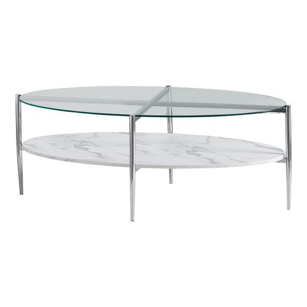 Coaster Furniture Cadee 723278 Round Glass Top Coffee Table - Clear/Chrome IMAGE 1