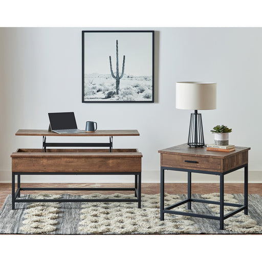  Coaster Furniture Byers 723777 1-Drawer Square Engineered Wood End Table - Brown Oak IMAGE 2