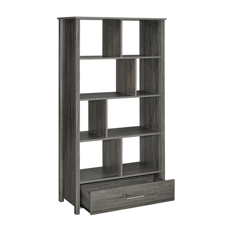 Coaster Furniture Dylan 801577 Rectangular 8-Shelf Bookcase - Weathered Grey IMAGE 3