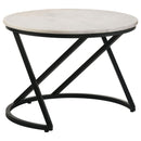  Coaster Furniture Miguel 931227 Round Marble Top Coffee Table - White and Black IMAGE 1