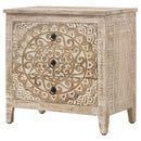  Coaster Furniture Mariska 950390 3-Drawer Wood Mandala Cabinet - Distressed White IMAGE 4