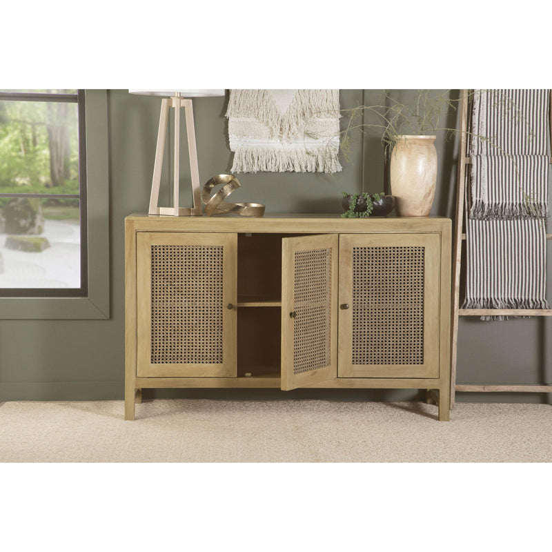  Coaster Furniture Zamora 953556 3-door Wood Accent Cabinet with Woven Cane - Natural IMAGE 12
