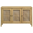  Coaster Furniture Zamora 953556 3-door Wood Accent Cabinet with Woven Cane - Natural IMAGE 3