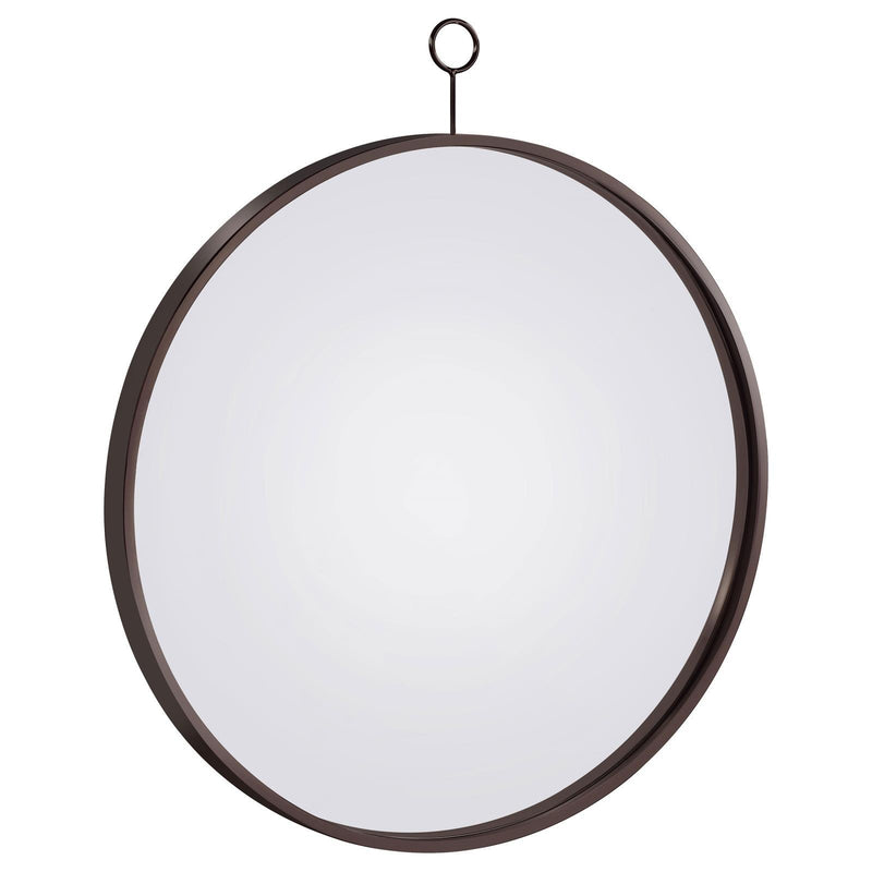  Coaster Furniture Gwyneth 961495 30 x 35 Inch Round Wall Mirror - Black Nickel IMAGE 1