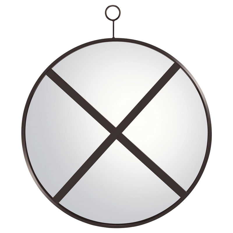  Coaster Furniture Gwyneth 961495 30 x 35 Inch Round Wall Mirror - Black Nickel IMAGE 3