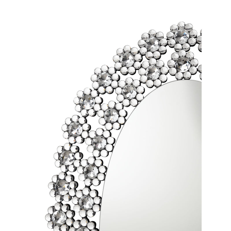  Coaster Furniture Colleen 961615 31 x 47 Inch Oval Wall Mirror Crystal Flowers - Silver IMAGE 6
