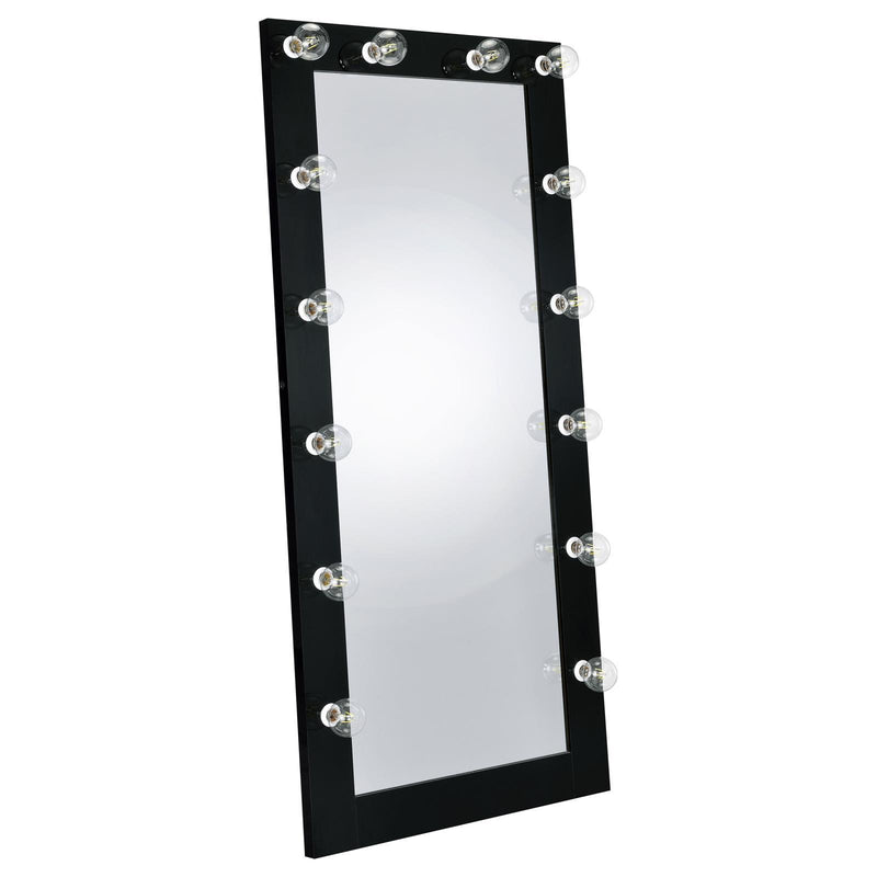  Coaster Furniture Zayan 969557 32 x 71 Inch Floor Mirror LED Lighting - Black Gloss IMAGE 1