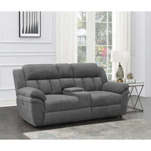  Coaster Furniture Bahrain 609542P Upholstered Power Loveseat - Charcoal IMAGE 1