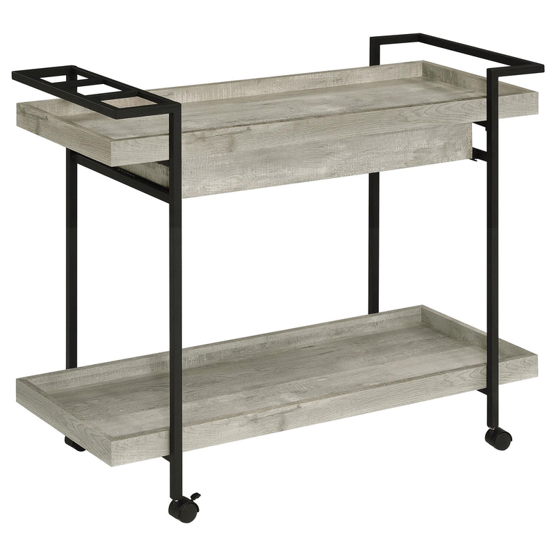 Coaster Furniture Ventura 181005 2-Tier Bar Cart with Storage Drawer - Grey Driftwood IMAGE 6