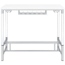Coaster Furniture Norcrest 182101 Pub Height Bar Table with Acrylic Legs and Wine Storage - White High Gloss IMAGE 3