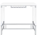 Coaster Furniture Norcrest 182101 Pub Height Bar Table with Acrylic Legs and Wine Storage - White High Gloss IMAGE 7