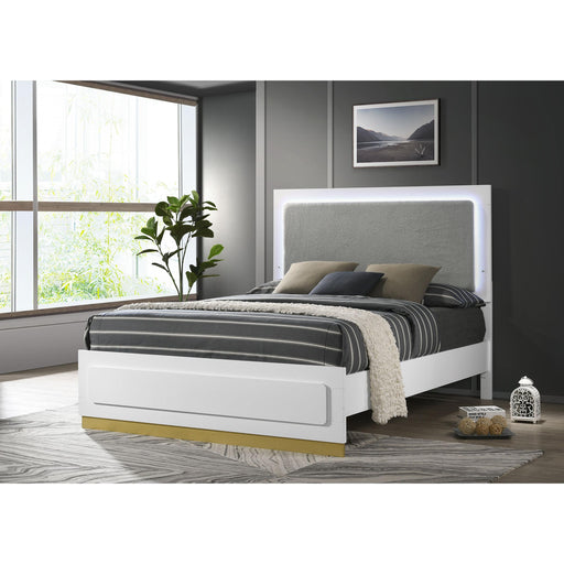  Coaster Furniture Caraway 224771KW Wood California King LED Panel Bed - White IMAGE 2