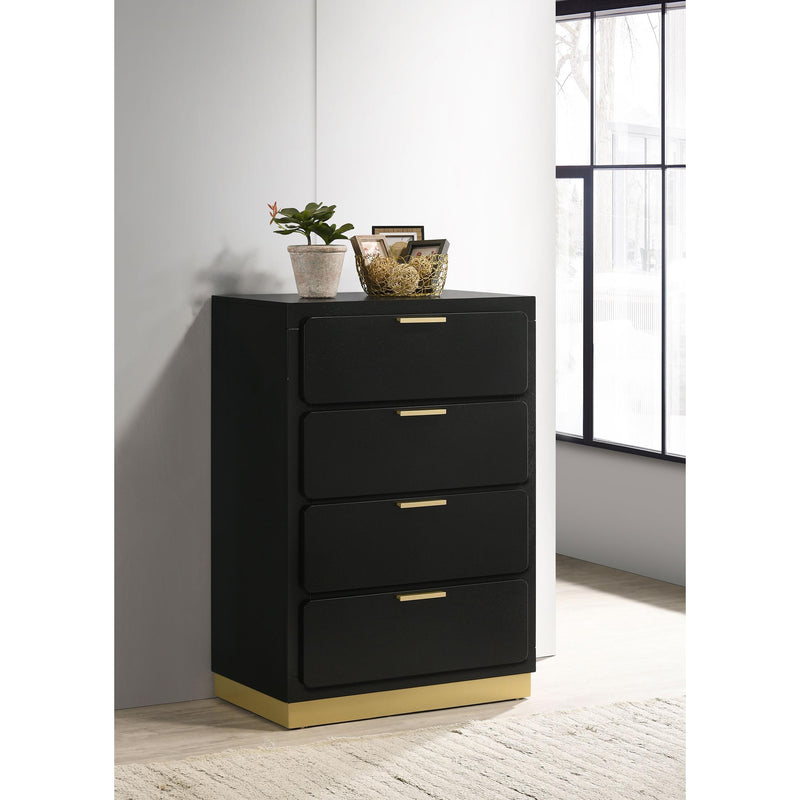  Coaster Furniture Caraway 224785 4-Drawer Bedroom Chest - Black IMAGE 2
