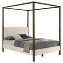  Coaster Furniture Monroe 300834KE Upholstered Eastern King Canopy Bed - Vanilla IMAGE 1