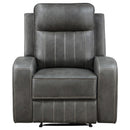  Coaster Furniture Raelynn 603193 Upholstered Track Arm Recliner - Grey IMAGE 5