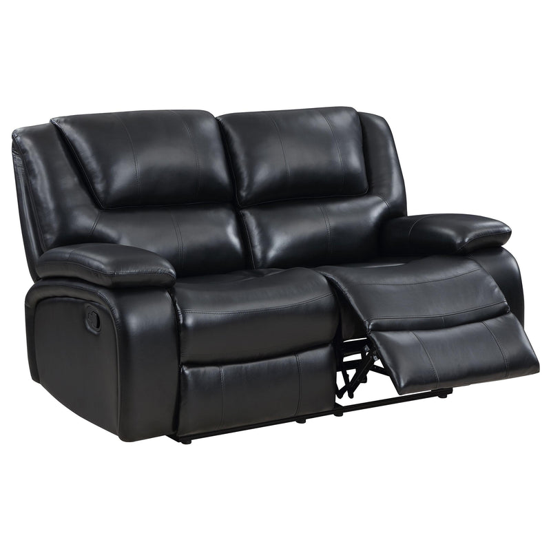  Coaster Furniture Camila 610245 Upholstered Motion Reclining Loveseat - Black IMAGE 4