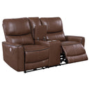  Coaster Furniture Greenfield 610265P Upholstered Power Reclining Loveseat - Saddle Brown IMAGE 2