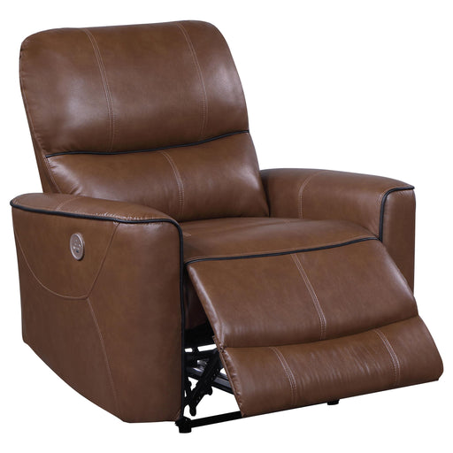  Coaster Furniture Greenfield 610266P Upholstered Power Recliner Chair - Saddle Brown IMAGE 2