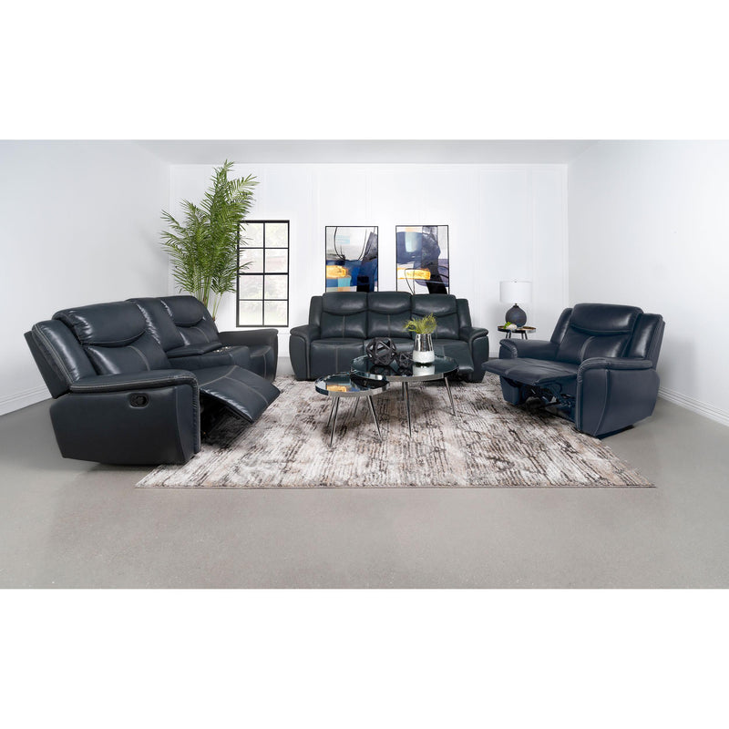 Coaster Furniture Sloane Reclining Leather Look Loveseat with Console 610272 IMAGE 9