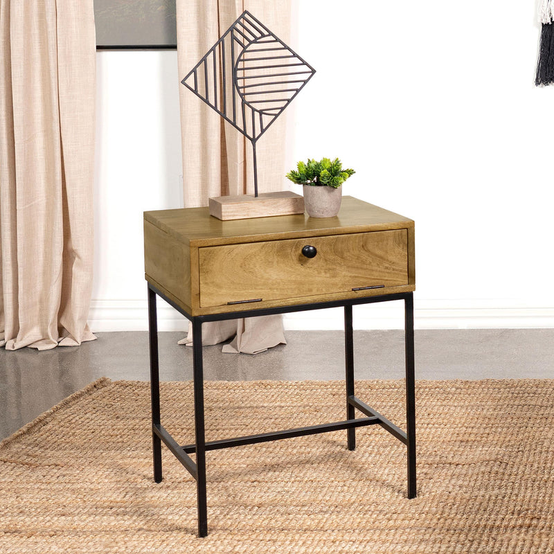 Coaster Furniture Stephie 704697 1-Drawer Rectangular End Table - Honey Brown IMAGE 2