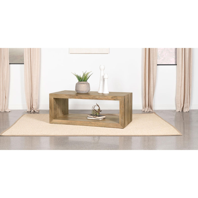  Coaster Furniture Benton 704838 Rectangular Solid Wood Coffee Table - Natural IMAGE 2