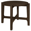  Coaster Furniture Cota 708287 Round Solid Wood End Table - Dark Brown IMAGE 1
