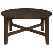  Coaster Furniture Cota 708288 Round Solid Wood Coffee Table - Dark Brown IMAGE 3