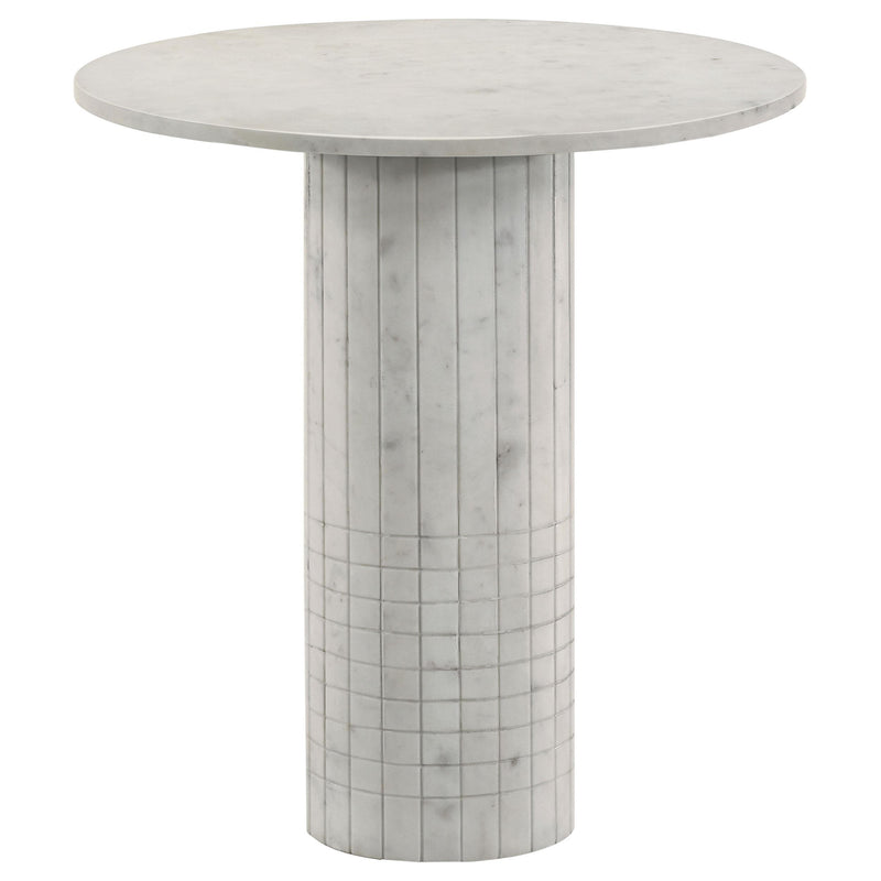  Coaster Furniture Astoria 709667 Round Genuine Marble Side End Table - White IMAGE 1