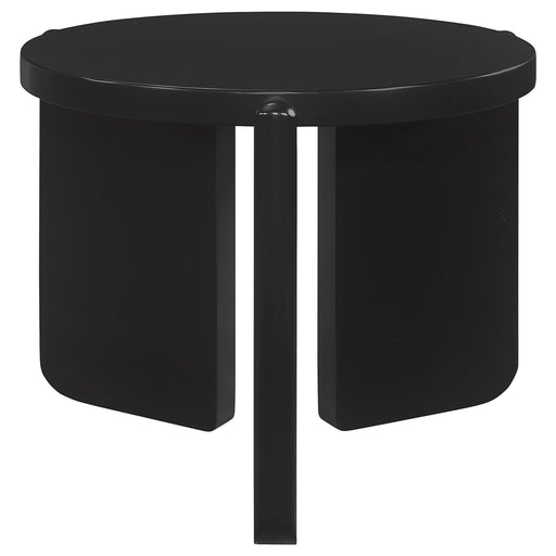  Coaster Furniture Cordova 709677 Round Solid Wood End Table - Black IMAGE 1