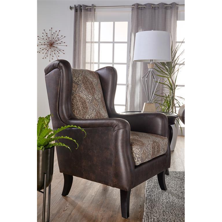  Coaster Furniture Elmbrook 903080 Upholstered Wingback Accent Club Chair - Brown IMAGE 2