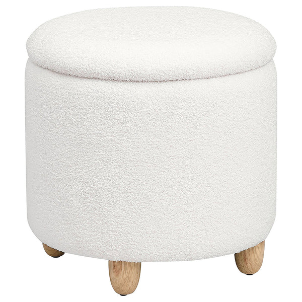 Coaster Furniture Valia 910229 Faux Sheepskin Upholstered Round Storage Ottoman - Ivory IMAGE 1