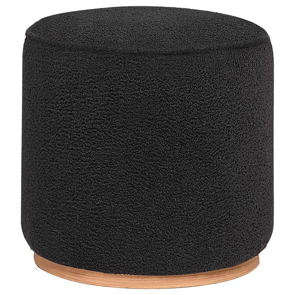 Coaster Furniture Zena 910301 Faux Sheepskin Upholstered Round Ottoman - Black IMAGE 1