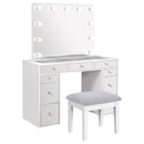 Coaster Furniture Regina 930245 3-Piece Makeup Vanity Table Set Hollywood Lighting - White/Mirror IMAGE 1