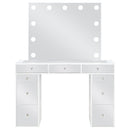 Coaster Furniture Regina 930245 3-Piece Makeup Vanity Table Set Hollywood Lighting - White/Mirror IMAGE 4