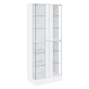 Coaster Furniture Cabra 950397 Display Case Curio Cabinet with Glass Shelves and LED Lighting - White High Gloss IMAGE 1