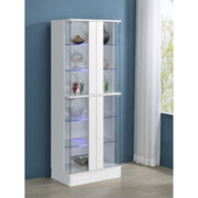 Coaster Furniture Cabra 950397 4-door LED Curio Display Cabinet - White High Gloss IMAGE 12