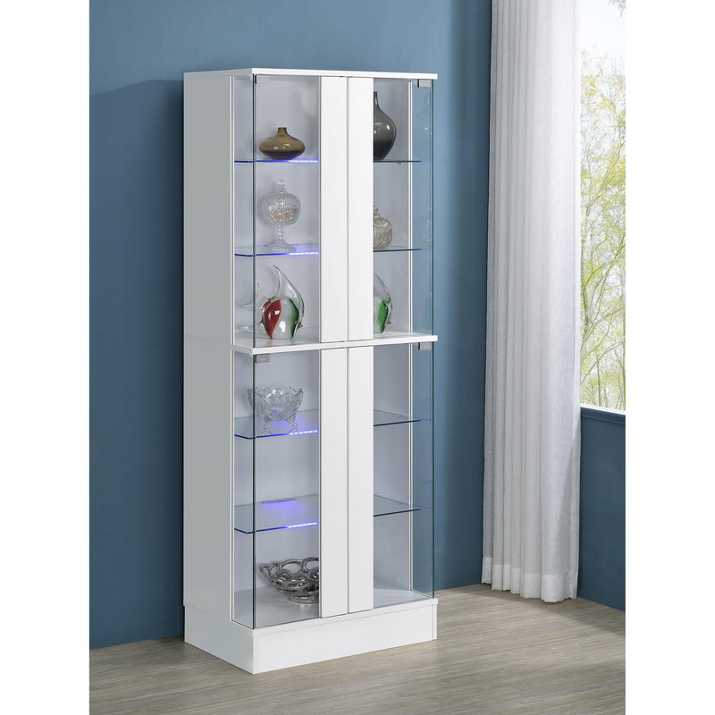Coaster Furniture Cabra 950397 4-door LED Curio Display Cabinet - White High Gloss IMAGE 12