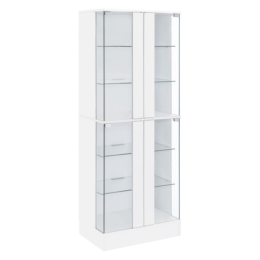Coaster Furniture Cabra 950397 Display Case Curio Cabinet with Glass Shelves and LED Lighting - White High Gloss IMAGE 1