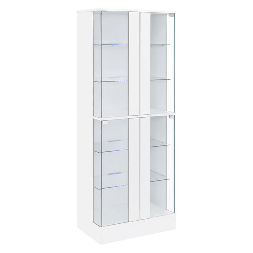 Coaster Furniture Cabra 950397 Display Case Curio Cabinet with Glass Shelves and LED Lighting - White High Gloss IMAGE 2