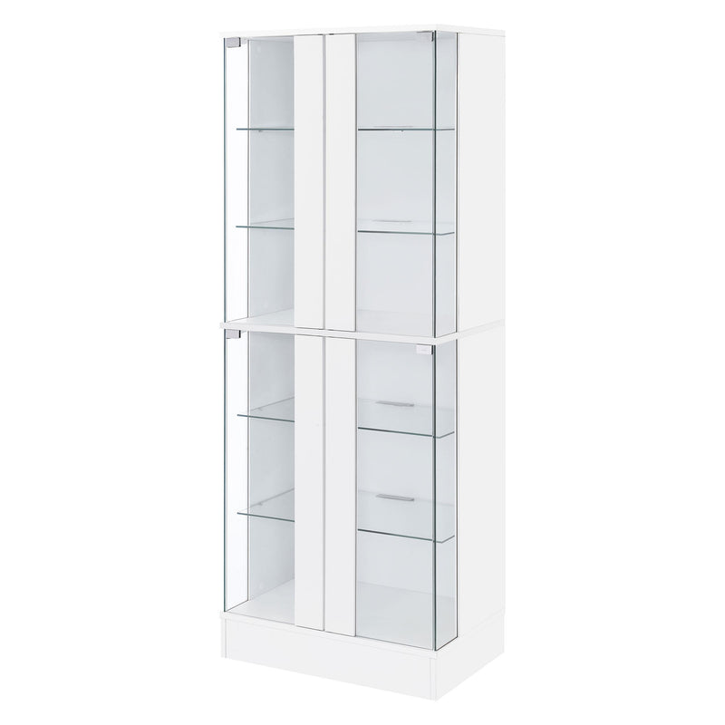 Coaster Furniture Cabra 950397 Display Case Curio Cabinet with Glass Shelves and LED Lighting - White High Gloss IMAGE 5